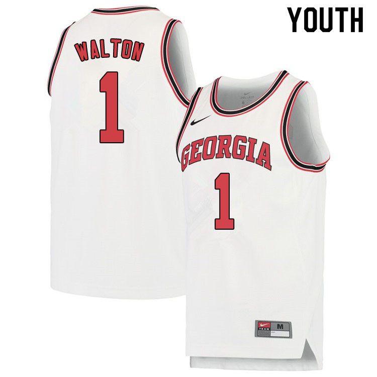 Youth #1 Jaykwon Walton Georgina Bulldogs College Basketball Jerseys Sale-White